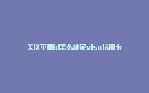 美区苹果id怎么绑定visa信用卡