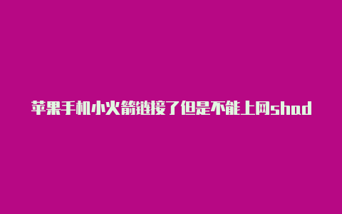 苹果手机小火箭链接了但是不能上网shadowrocket全局配置