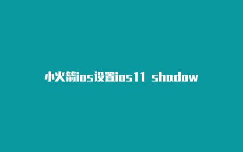 小火箭ios设置ios11 shadowrocket分享