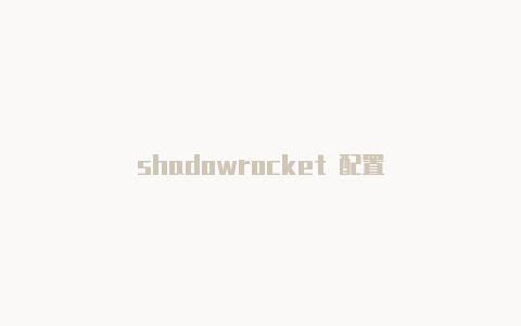 shadowrocket 配置