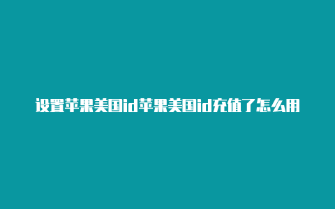 设置苹果美国id苹果美国id充值了怎么用不了