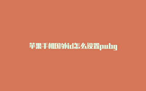 苹果手机国外id怎么设置pubg