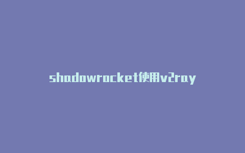 shadowrocket使用v2ray
