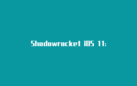 Shadowrocket iOS 11：高效的网络代理工具