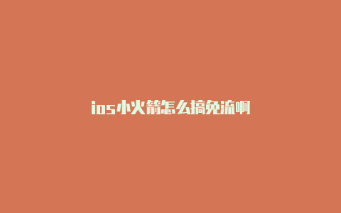 ios小火箭怎么搞免流啊