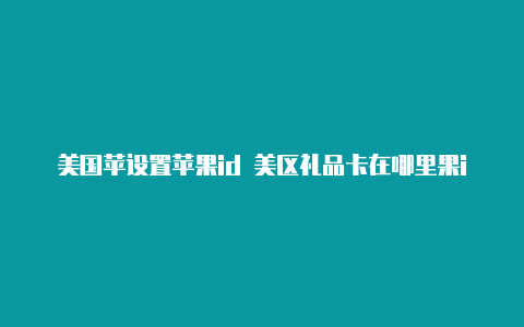 美国苹设置苹果id 美区礼品卡在哪里果id开通ecg