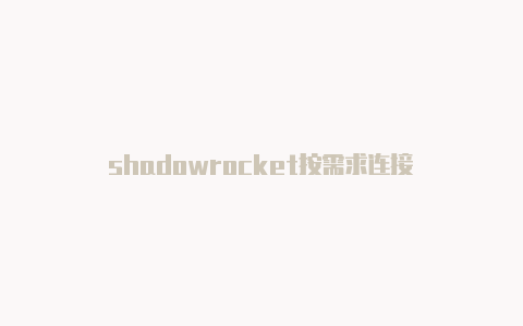 shadowrocket按需求连接