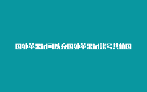 国外苹果id可以充国外苹果id账号共值国内账户