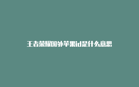 王者荣耀国外苹果id是什么意思