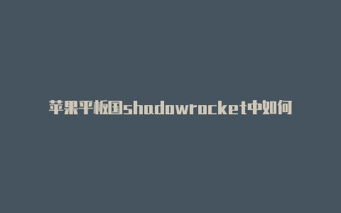 苹果平板国shadowrocket中如何添加订阅外帐号