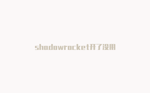 shadowrocket开了没用-Shadowrocket(小火箭)
