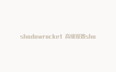shadowrocket 高级设置shadowrocket找节点