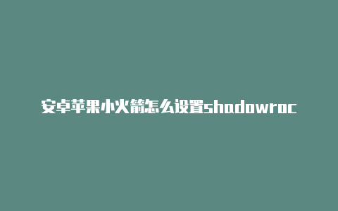 安卓苹果小火箭怎么设置shadowrocket配置教程