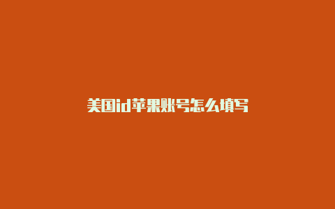 美国id苹果账号怎么填写