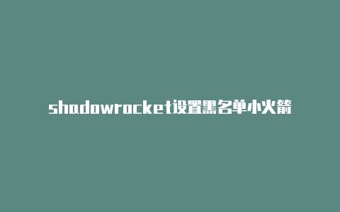 shadowrocket设置黑名单小火箭校园版能换手机登录吗苹果