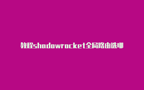 教程shadowrocket全局路由选哪个常常更新-Shadowrocket(小火箭)
