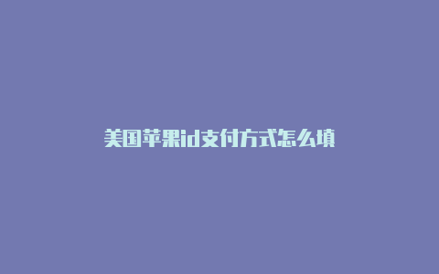 美国苹果id支付方式怎么填