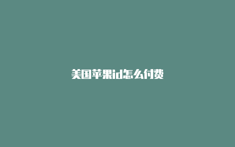 美国苹果id怎么付费