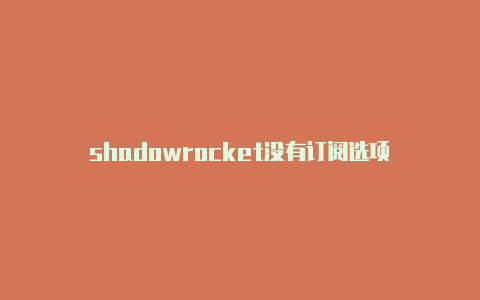 shadowrocket没有订阅选项