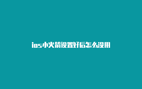 ios小火箭设置好后怎么没用