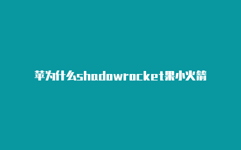 苹为什么shadowrocket果小火箭怎么设置