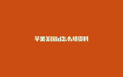 苹果美国id怎么填资料