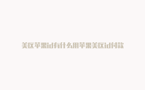 美区苹果id有什么用苹果美区id付款