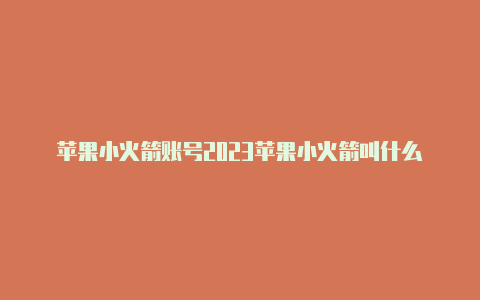 苹果小火箭账号2023苹果小火箭叫什么