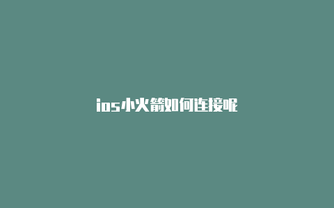ios小火箭如何连接呢