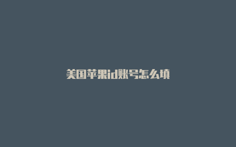 美国苹果id账号怎么填