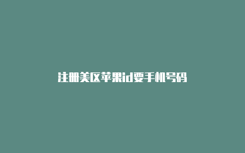 注册美区苹果id要手机号码