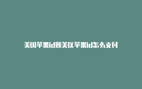 美国苹果id账美区苹果id怎么支付