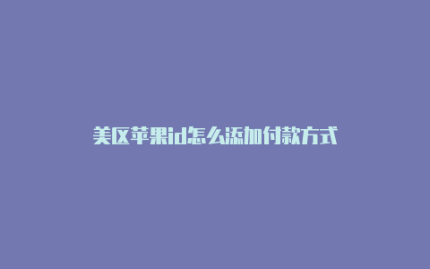 美区苹果id怎么添加付款方式