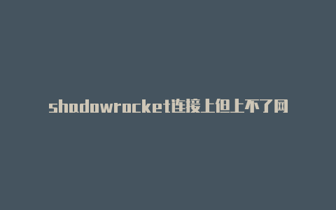 shadowrocket连接上但上不了网教程每时更新-Shadowrocket(小火箭)