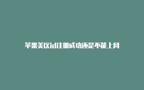 苹果美区id注册成功还是不能上网