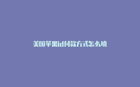 美国苹果id付款方式怎么填