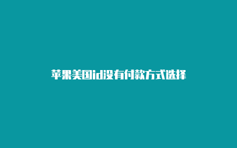 苹果美国id没有付款方式选择