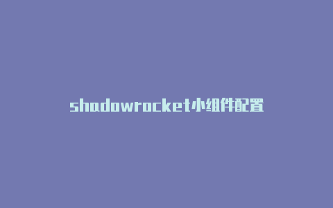 shadowrocket小组件配置-Shadowrocket(小火箭)