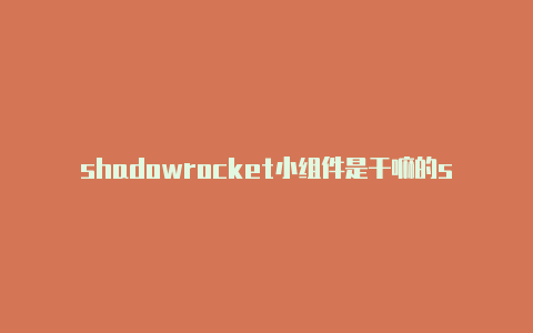 shadowrocket小组件是干嘛的shadowrocketr安卓版-Shadowrocket(小火箭)