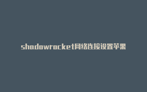 shadowrocket网络连接设置苹果-Shadowrocket(小火箭)