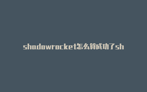 shadowrocket怎么算成功了shadowrocket配置二维码-Shadowrocket(小火箭)