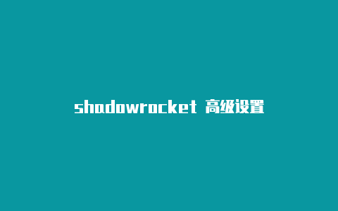 shadowrocket 高级设置-Shadowrocket(小火箭)