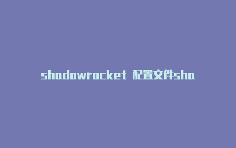 shadowrocket 配置文件shadowrocket安卓网盘-Shadowrocket(小火箭)