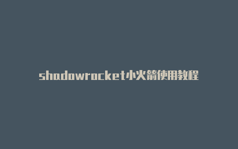 shadowrocket小火箭使用教程-Shadowrocket(小火箭)
