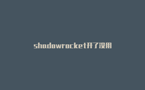 shadowrocket开了没用-Shadowrocket(小火箭)