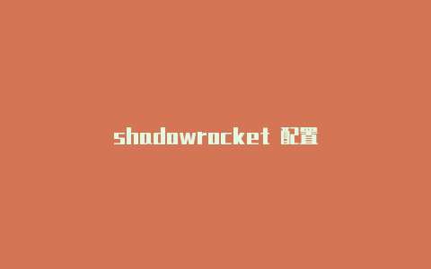 shadowrocket 配置-Shadowrocket(小火箭)