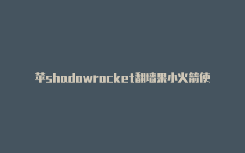 苹shadowrocket翻墙果小火箭使用方法-Shadowrocket(小火箭)